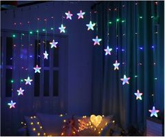 Malatec Novoletne lučke zavesa 136 LED RGB večbarvne 2,4m zvezde 8 funkcij