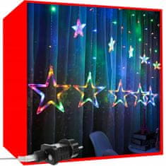 Malatec Novoletne lučke zavesa 138 LED RGB večbarvne 2,5m zvezde 8 funkcij