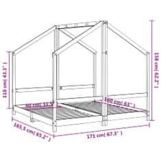Vidaxl Otroški posteljni okvir črn 2x(80x160) cm trdna borovina