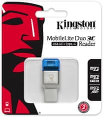 Kingston MobileLite DUO 3C USB3.1 + Type-C, bralnik kartic microSDHC/SDXC