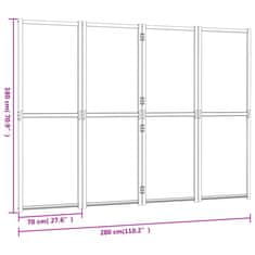 Vidaxl Paravan 4-delni kremno bel 280x180 cm