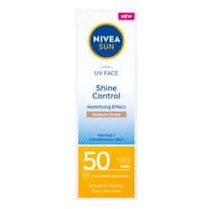 shumee Sun UV Face Shine Control matirajoča krema za obraz z visoko zaščito SPF50 Medium Tinted 50 ml