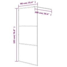 Vidaxl Pregrada za tuš srebrna 90x195 cm prozorno ESG steklo