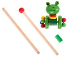 WOWO Walking Frog Wooden Pusher - Leseni poganjalec na palici - Walking Frog