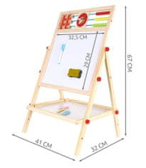 Dvostranska lesena risalna tabla 67cm + krede