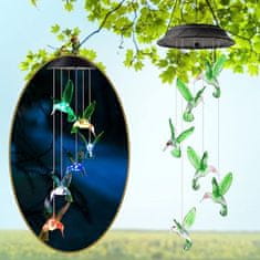 HOME & MARKER® Solarna svetilka, Solarna svetilka z visečimi pticami, Vetrni zvončki | SOLARBIRD