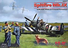 ICM maketa-miniatura Spitfire Mk.IX s piloti RAF in zemeljsko posadko • maketa-miniatura 1:48 starodobna letala • Level 3