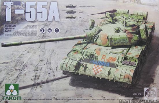 Takom maketa-miniatura Russian Medium Tank T-55A (3 in 1) • maketa-miniatura 1:35 tanki in oklepniki • Level 4