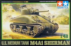 Tamiya maketa-miniatura Ameriški srednji tank M4A1 Sherman • maketa-miniatura 1:48 tanki in oklepniki • Level 3