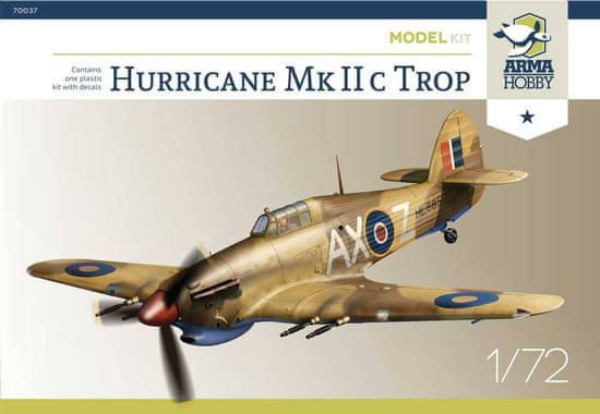 ARMA Hobby maketa-miniatura Hurricane Mk.IIc Trop Junior • maketa-miniatura 1:72 starodobna letala • Level 3