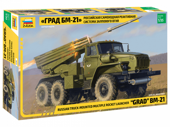 Zvezda maketa-miniatura Raketni izstreljevalec BM-21 "Grad" • maketa-miniatura 1:35 tovornjaki • Level 4