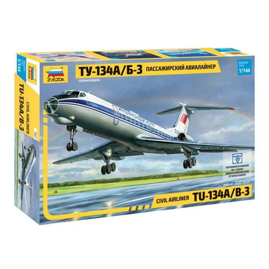 Zvezda maketa-miniatura Letalo Tupoljev Tu-134A-B-3 • maketa-miniatura 1:144 civilna letala • Level 3