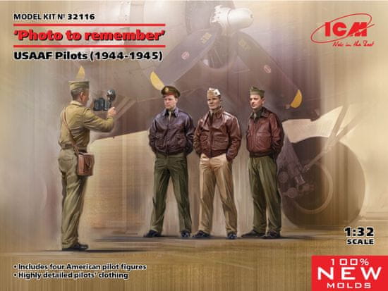 ICM maketa-miniatura "Fotografija za spomin" Piloti ameriških zračnih sil (1944-1945) • maketa-miniatura 1:32 figure • Level 3