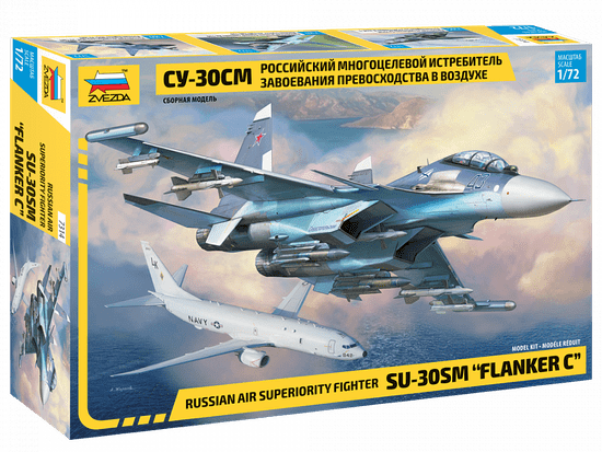 Zvezda maketa-miniatura Suhoj Su-30SM 'Flanker-C' - ruski lovec za premoč v zraku • maketa-miniatura 1:12 novodobna letala • Level 3