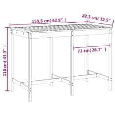 Vidaxl Vrtna miza 159,5x82,5x110 cm trdna borovina