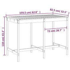 Vidaxl Vrtna miza medeno rjava 159,5x82,5x110 cm trdna borovina