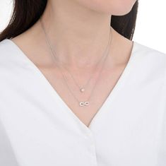 MOISS Brezčasna srebrna dvojna neskončna ogrlica N0000408