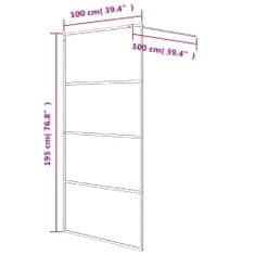 Vidaxl Pregrada za tuš črna 100x195 cm delno motno ESG steklo