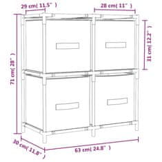 Vidaxl Omara s 4 košarami iz blaga siva 63x30x71 cm jeklo