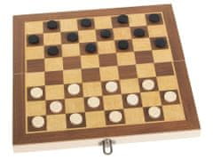 Verkgroup 3v1 lesena šahovnica backgammon in dama 30×30cm lesene figure