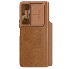 slomart usnjen ovitek z zavihkom in pokrovom za kamero za samsung galaxy z fold 5 nillkin qin leather pro - brown