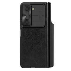 slomart usnjen ovitek z zavihkom in pokrovom za kamero za samsung galaxy z fold 5 nillkin qin leather pro - black