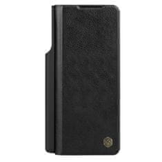 slomart usnjen ovitek z zavihkom in pokrovom za kamero za samsung galaxy z fold 5 nillkin qin leather pro - black