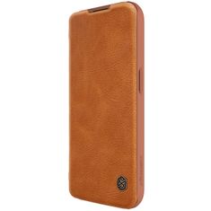 slomart usnjen ovitek s pokrovom za kamero za iphone 15 pro nillkin qin pro leather - brown