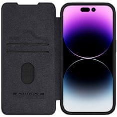 slomart usnjen ovitek s pokrovom za kamero za iphone 15 pro nillkin qin pro leather - black