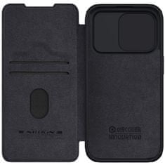 slomart usnjen ovitek s pokrovom za kamero za iphone 15 pro nillkin qin pro leather - black