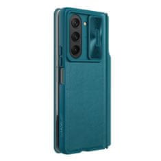 slomart usnjen ovitek z zavihkom in pokrovom za kamero za samsung galaxy z fold 5 nillkin qin leather pro - green