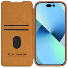 slomart usnjen ovitek s pokrovom za kamero za iphone 15 plus nillkin qin pro leather - brown