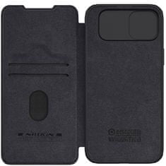 slomart usnjen ovitek s pokrovom za kamero za iphone 15 plus nillkin qin pro leather - black