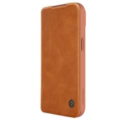 slomart usnjen ovitek s pokrovom za kamero za iphone 15 plus nillkin qin pro leather - brown