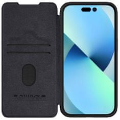 slomart usnjen ovitek s pokrovom za kamero za iphone 15 plus nillkin qin pro leather - black