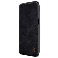 slomart usnjen ovitek s pokrovom za kamero za iphone 15 plus nillkin qin pro leather - black