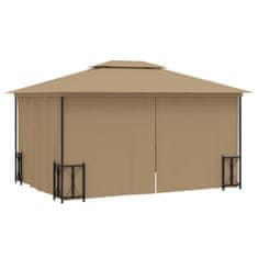 Vidaxl Paviljon s stranicami in dvojno streho 3x4 m taupe