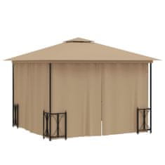 Vidaxl Paviljon s stranicami in dvojno streho 3x3 m taupe