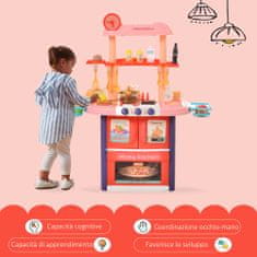 HOMCOM Otroška kuhinjska igrača z 51 dodatki, štedilnik s svetlobo in zvokom ter umivalnik, starost 3+ let, 71,5x35x85,5
cm
