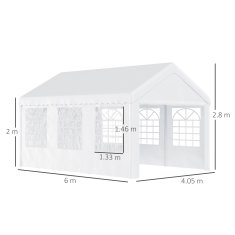 OUTSUNNY Outsunny Zunanji zunanji gazebo poročni party šotor beli jekleni okvir (6m x 4m x2,8m)