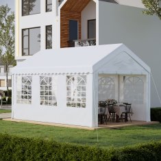 OUTSUNNY Outsunny Zunanji zunanji gazebo poročni party šotor beli jekleni okvir (6m x 4m x2,8m)