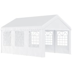 OUTSUNNY Outsunny Zunanji zunanji gazebo poročni party šotor beli jekleni okvir (6m x 4m x2,8m)