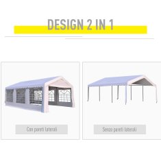 OUTSUNNY Outsunny Zunanji zunanji gazebo poročni party šotor beli jekleni okvir (6m x 4m x2,8m)