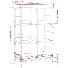 Vidaxl Knjižna polica črna 78,5x33x117,5 cm inženirski les