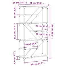 Vidaxl Knjižna polica sonoma hrast 91x36x176 cm inž. les in jeklo