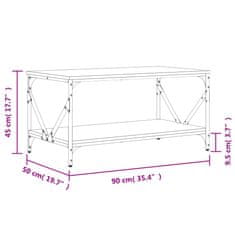 Vidaxl Klubska mizica črna 90x50x45 cm inženirski les