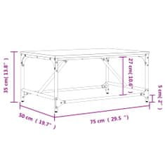 Vidaxl Klubska mizica siva sonoma 75x50x35 cm inženirski les