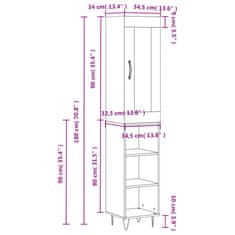 Vidaxl Visoka omara betonsko siva 34,5x34x180 cm inženirski les