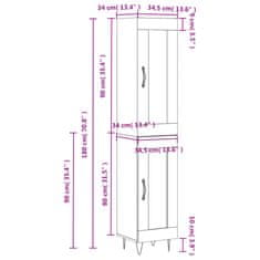 Vidaxl Visoka omara črna 34,5x34x180 cm inženirski les