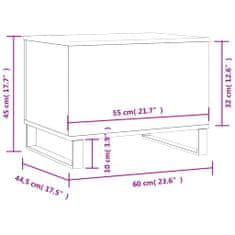 Vidaxl Klubska mizica visok sijaj bela 60x44,5x45 cm inženirski les